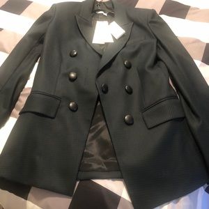 Veronica Beard black & green houndstooth blazer